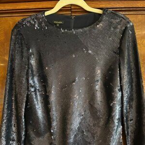 Escada Black Sequined Long Sleeve Top